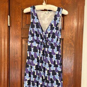 Boden Effie summer dress Size US 6 regular V Neck Blue White Navy